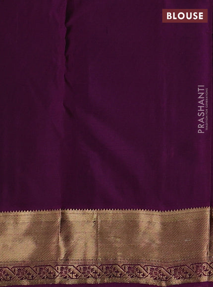 Pure kanchipuram silk saree black and purple with zari woven buttas and zari woven border