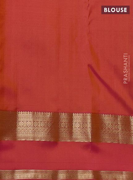 Pure kanchipuram silk saree Mustard yellow and dual shade of pink with allover zari woven 1000 buttas and rettapet zari woven border