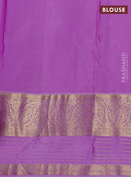 Pure kanchipuram silk saree dual shade of greenish purple and lavender with annam zari woven buttas and zari woven border
