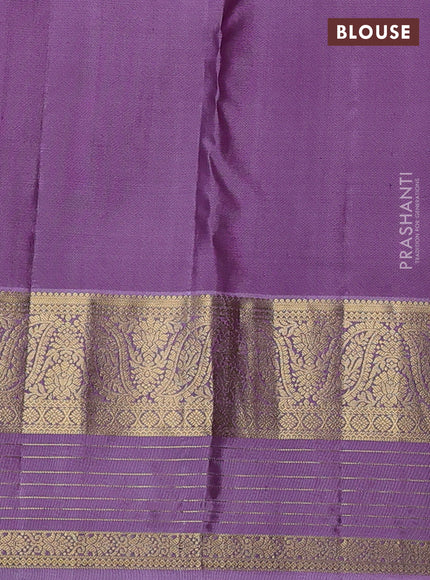 Pure kanchipuram silk saree dark mustard and lavender with annam zari woven buttas and zari woven border