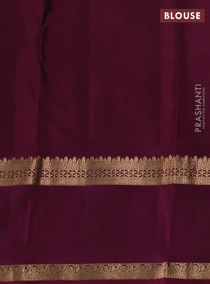 Pure kanchipuram silk saree black and dark magenta pink with zari woven buttas and rettapet zari woven border