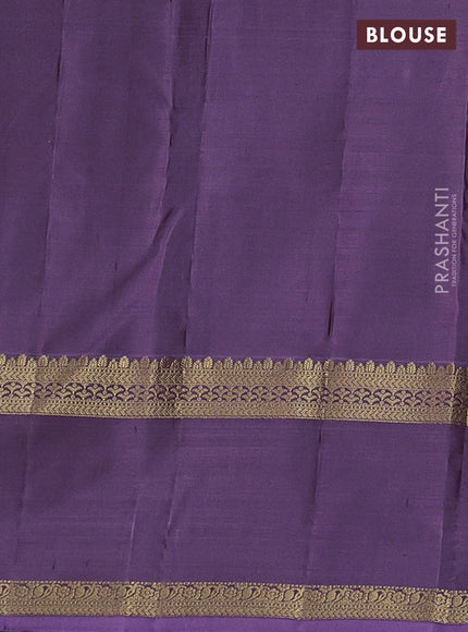 Pure kanchipuram silk saree deep maroon and lavender with zari woven buttas and rettapet zari woven border