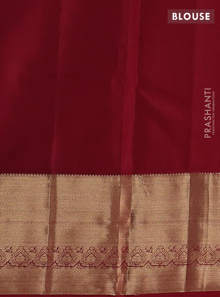 Pure kanchipuram silk saree bottle green and maroon with zari woven buttas and zari woven border
