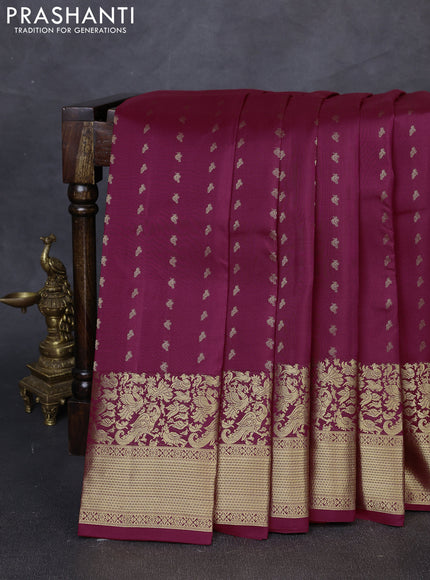 Pure kanchipuram silk saree maroon with zari woven buttas and rich zari woven border