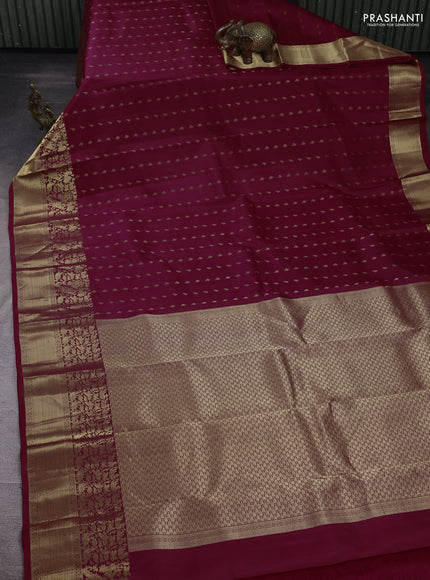 Pure kanchipuram silk saree maroon with zari woven buttas and rich zari woven border