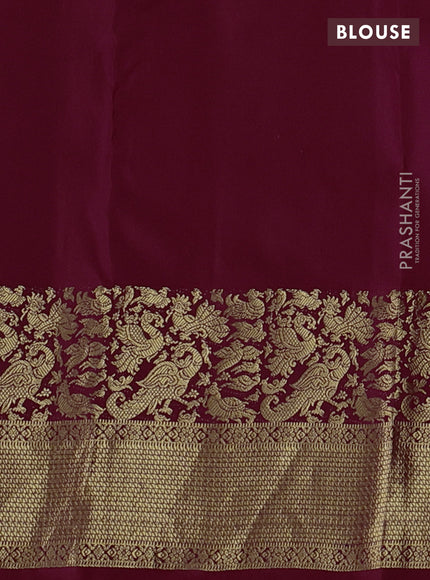 Pure kanchipuram silk saree maroon with zari woven buttas and rich zari woven border