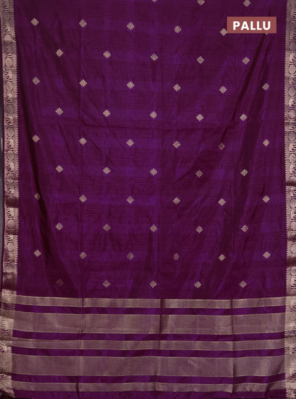 Semi raw silk saree purple with allover self emboss & zari buttas and zari woven border