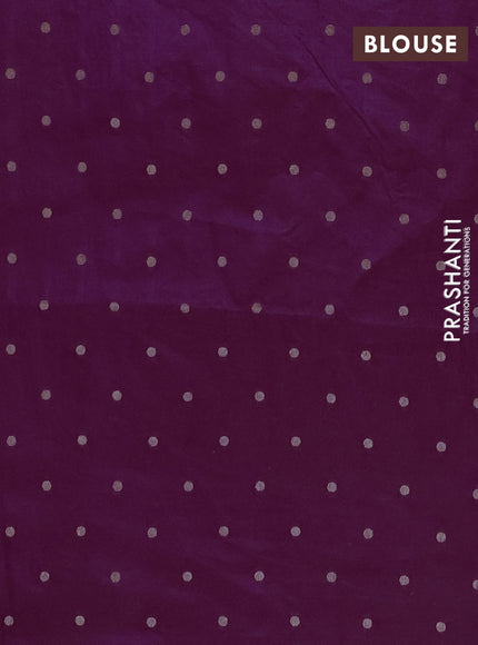 Semi raw silk saree purple with allover self emboss & zari buttas and zari woven border