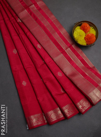Semi raw silk saree pink with allover self emboss & zari buttas and zari woven border