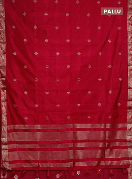 Semi raw silk saree pink with allover self emboss & zari buttas and zari woven border