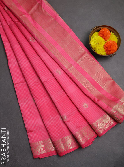 Semi raw silk saree light pink with allover self emboss & zari buttas and zari woven border