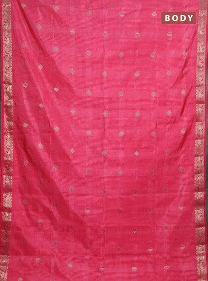 Semi raw silk saree light pink with allover self emboss & zari buttas and zari woven border