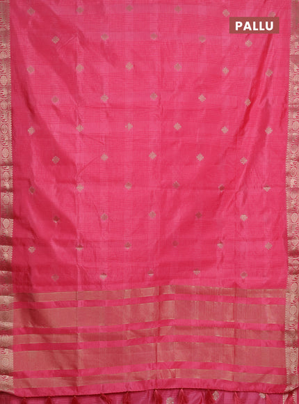Semi raw silk saree light pink with allover self emboss & zari buttas and zari woven border