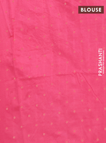 Semi raw silk saree light pink with allover self emboss & zari buttas and zari woven border