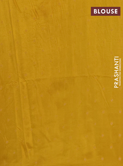 Semi raw silk saree mustard yellow with allover self emboss & zari buttas and zari woven border