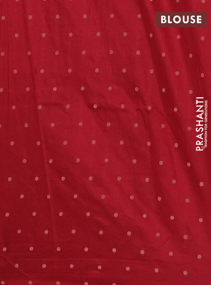 Semi raw silk saree maroon with allover self emboss & zari buttas and zari woven border