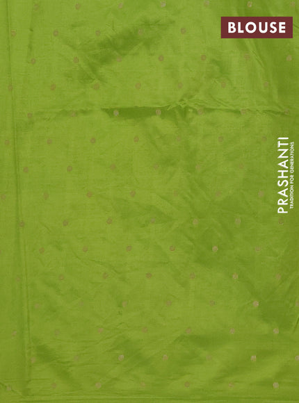 Semi raw silk saree light green with allover self emboss & zari buttas and zari woven border