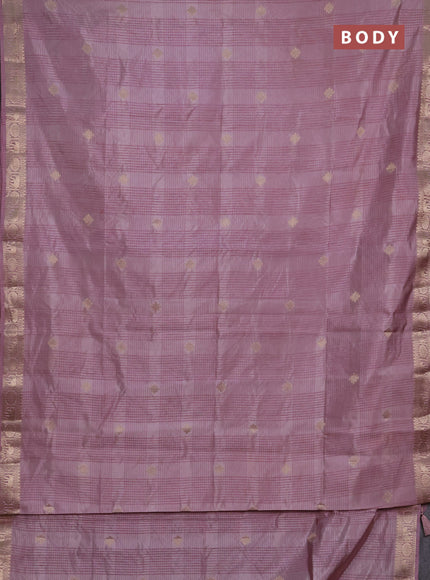Semi raw silk saree pastel pink with allover self emboss & zari buttas and zari woven border