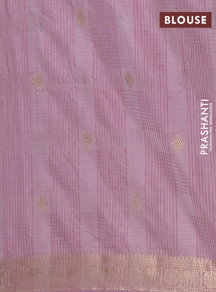 Semi raw silk saree pastel pink with allover self emboss & zari buttas and zari woven border