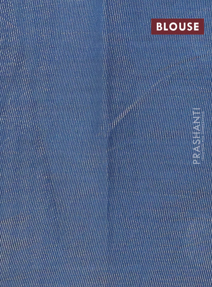 Semi raw silk saree cs blue with silver zari woven buttas and zari woven border