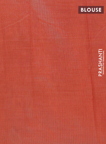 Semi raw silk saree rustic orange with silver zari woven buttas and zari woven border