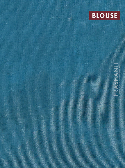 Semi raw silk saree teal blue with silver zari woven buttas and zari woven border
