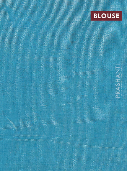 Semi raw silk saree teal blue with zari woven buttas and rettapet zari woven border
