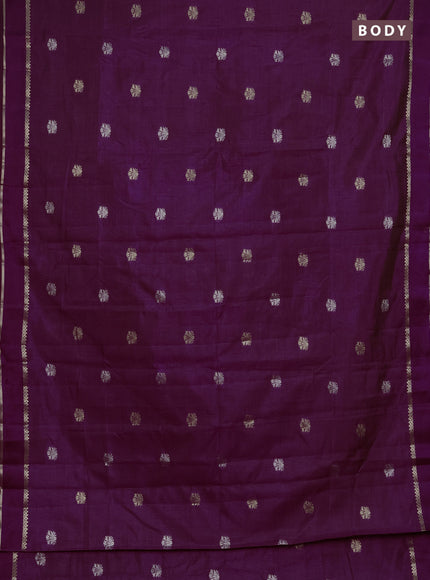 Semi raw silk saree purple with zari woven buttas and rettapet zari woven border