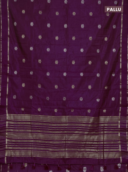 Semi raw silk saree purple with zari woven buttas and rettapet zari woven border