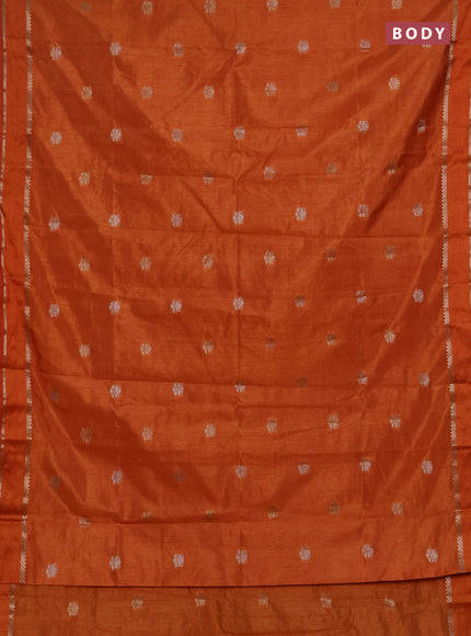 Semi raw silk saree rustic orange with zari woven buttas and rettapet zari woven border