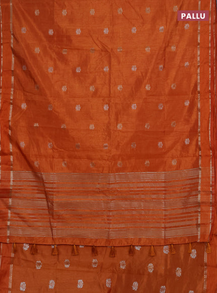 Semi raw silk saree rustic orange with zari woven buttas and rettapet zari woven border