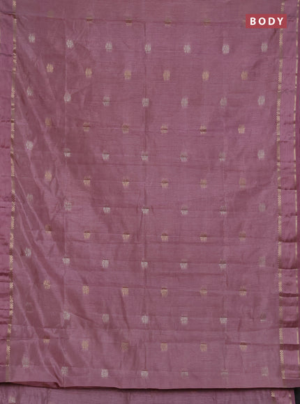 Semi raw silk saree pastel pink with zari woven buttas and rettapet zari woven border