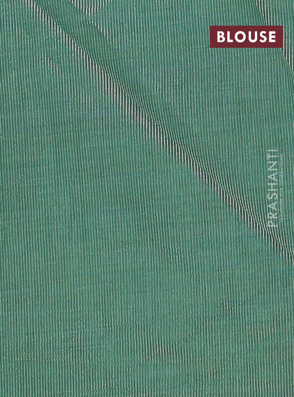 Semi raw silk saree dark green with zari woven buttas and rettapet zari woven border