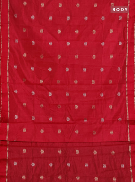 Semi raw silk saree reddish pink with zari woven buttas and rettapet zari woven border