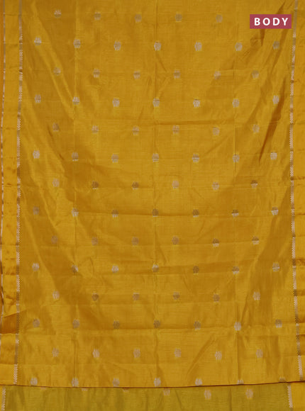 Semi raw silk saree yellow with zari woven buttas and rettapet zari woven border
