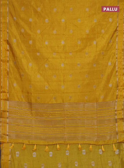 Semi raw silk saree yellow with zari woven buttas and rettapet zari woven border