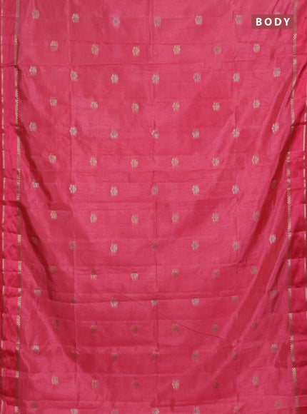 Semi raw silk saree peach pink with zari woven buttas and rettapet zari woven border