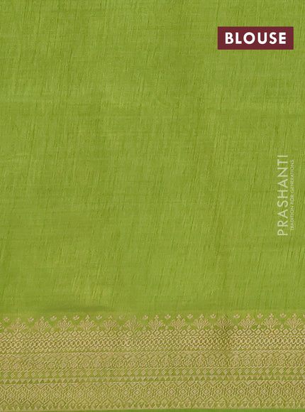 Semi raw silk saree light green with allover zari checks & buttas and zari woven border