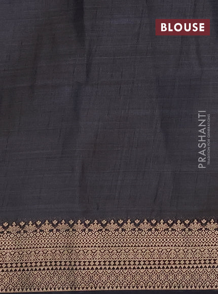 Semi raw silk saree black with allover zari checks & buttas and zari woven border