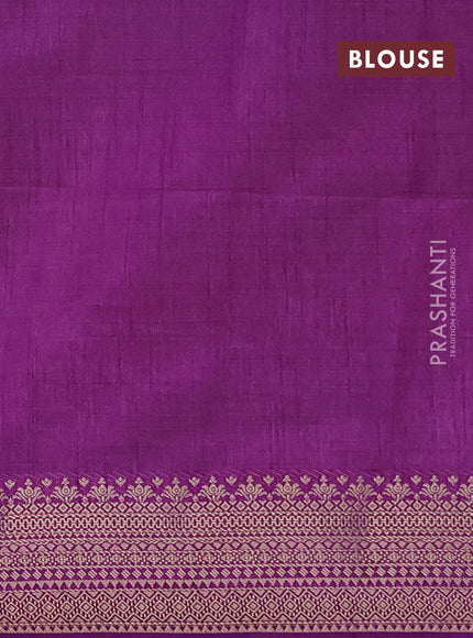 Semi raw silk saree purple with allover zari checks & buttas and zari woven border