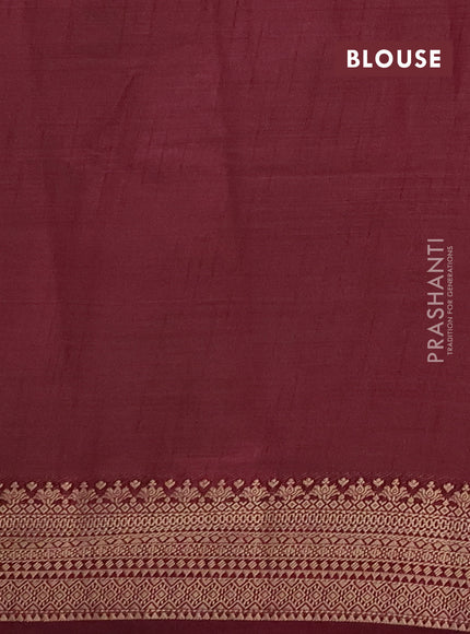 Semi raw silk saree wine shade with allover zari checks & buttas and zari woven border