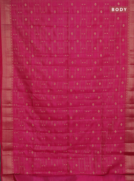 Semi raw silk saree pink with allover zari checks & buttas and zari woven border
