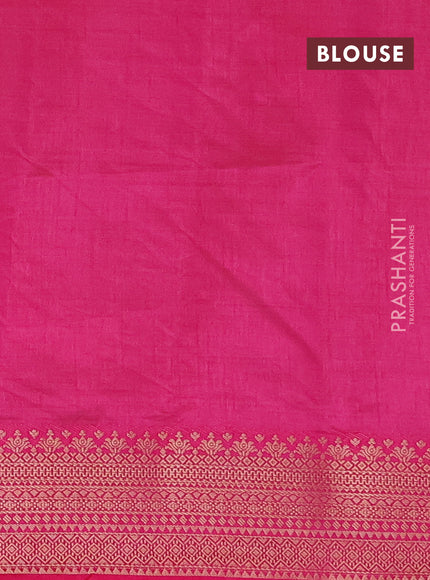 Semi raw silk saree pink with allover zari checks & buttas and zari woven border