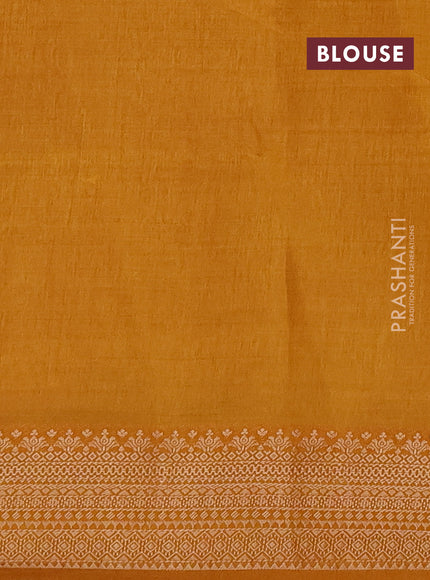 Semi raw silk saree mustard yellow with allover zari checks & buttas and zari woven border