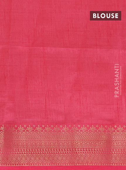 Semi raw silk saree peach pink with allover zari checks & buttas and zari woven border