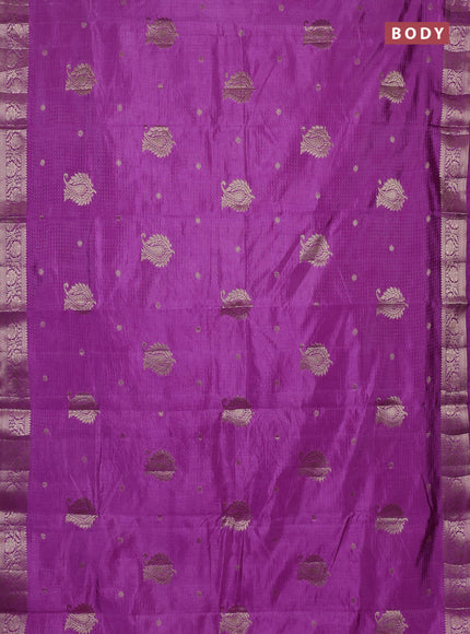 Semi raw silk saree lavender with allover zari woven buttas and zari woven border