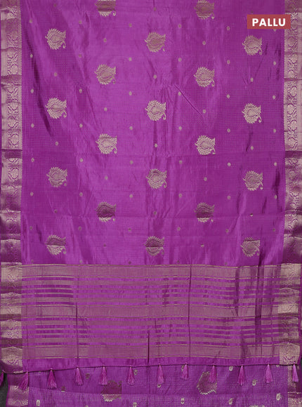 Semi raw silk saree lavender with allover zari woven buttas and zari woven border