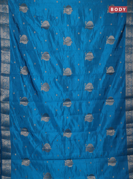 Semi raw silk saree cs blue with allover zari woven buttas and zari woven border