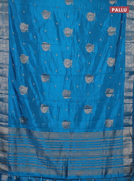 Semi raw silk saree cs blue with allover zari woven buttas and zari woven border