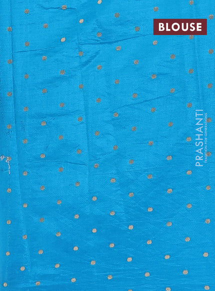 Semi raw silk saree cs blue with allover zari woven buttas and zari woven border